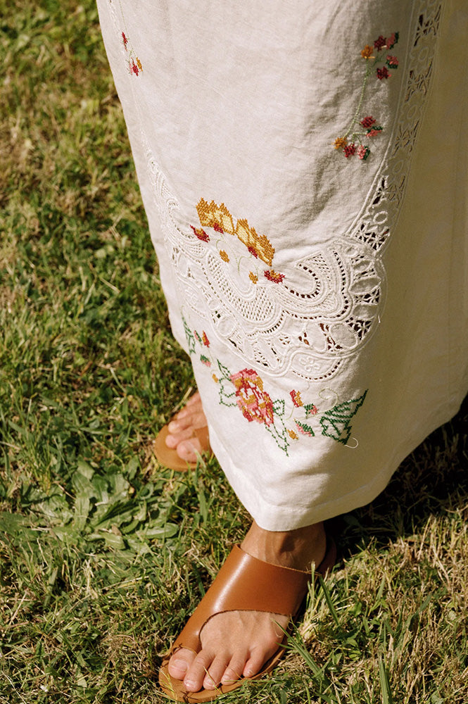 Indi & Cold White Cross-Stitch Dress