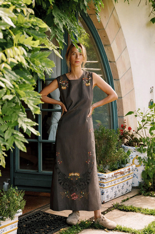 Indi & Cold Carbon Cross-Stitch Dress