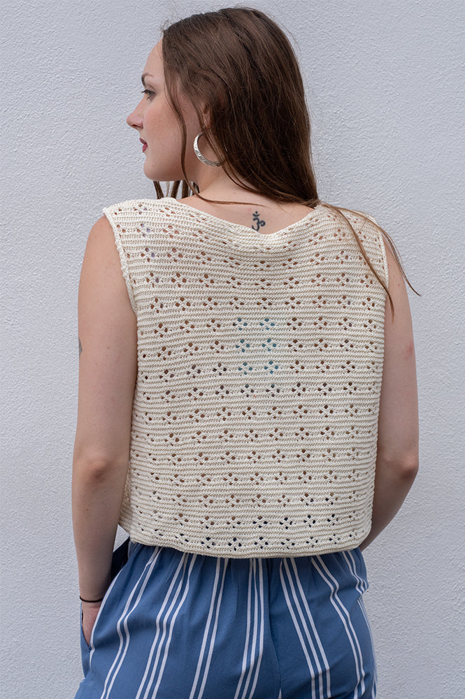 Compania Fantastica Ecru Knit Bow Top